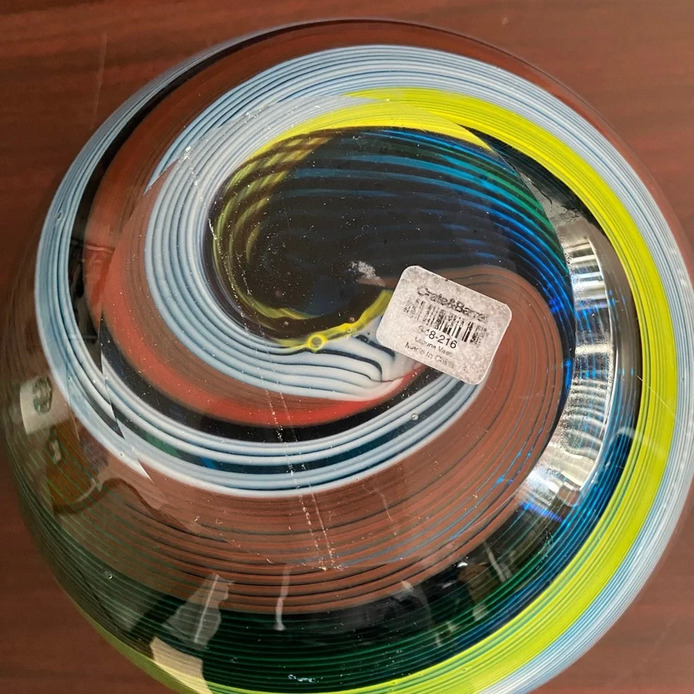 Multicolor Swirl Glass Art Vase